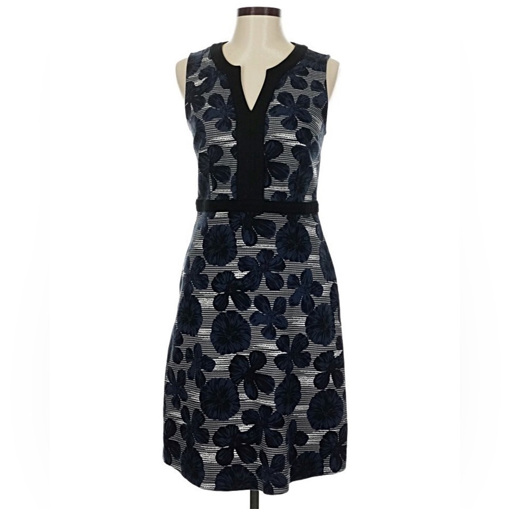 Ann Taylor Navy Floral Sheath Dress Size 12 Office Chic Workwear